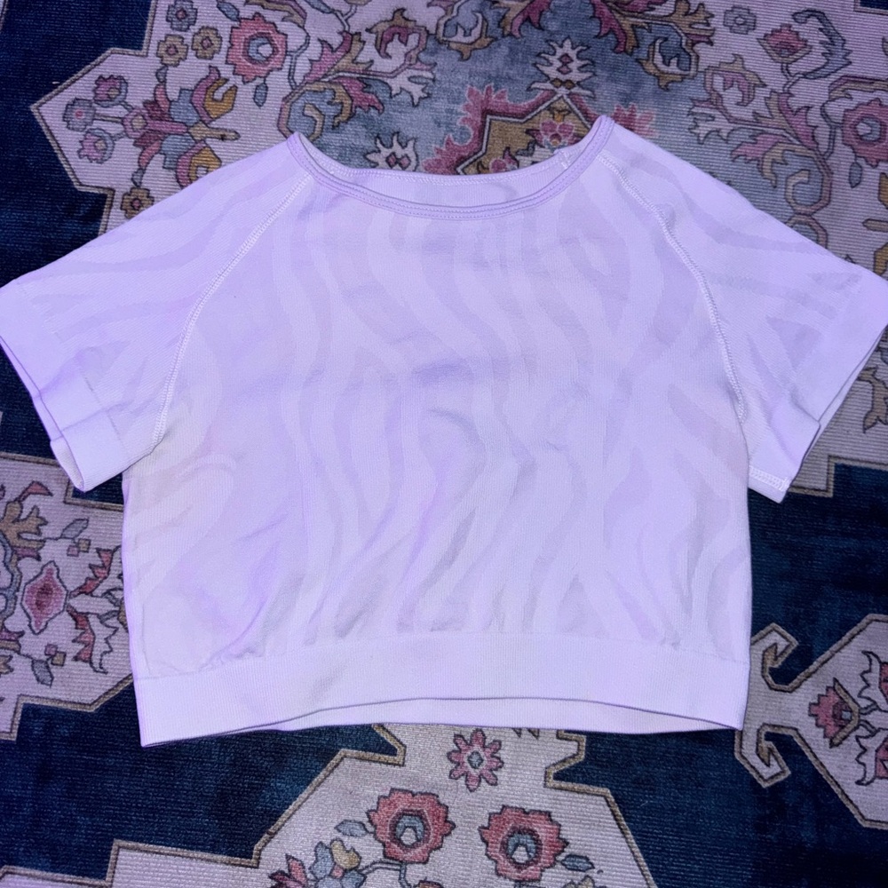 Small stretchy lavender zebra print workout tank